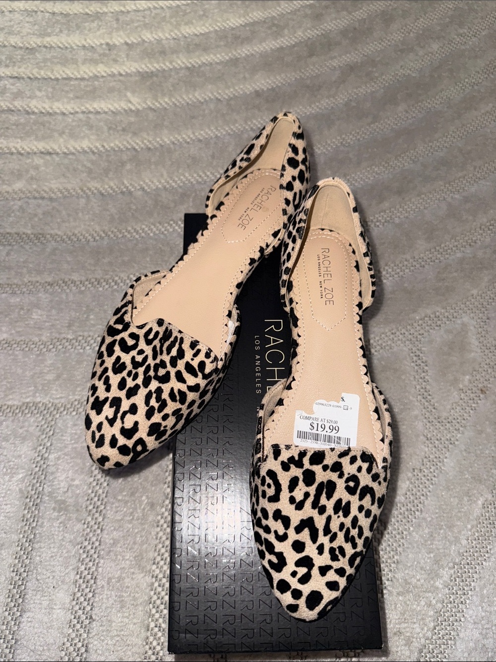 Rachel Zoe Beige and Black Leopard D'Orsay Pointed Flats